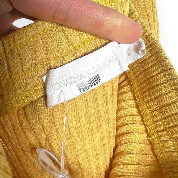 JONATHAN SIMKHAI Liliana Drawstring Midi Skirt Yellow sz XS - Picture 7 of 9